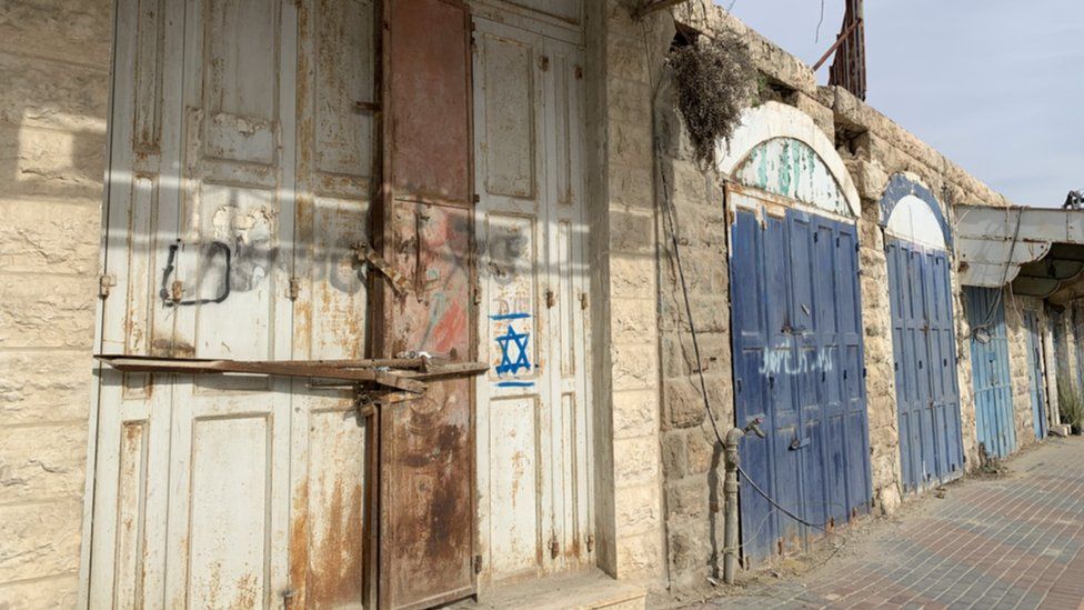 Former Palestinian shops in the Israeli-controlled area of Hebron